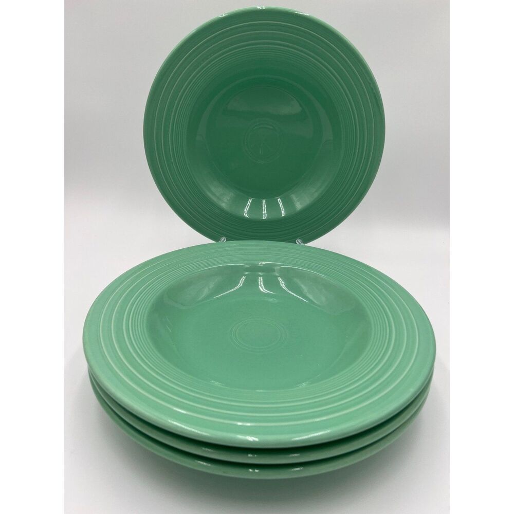 Fiestaware Sea Mist Green 12" Pasta Bowls Rimmed Deep Plate Set of 4